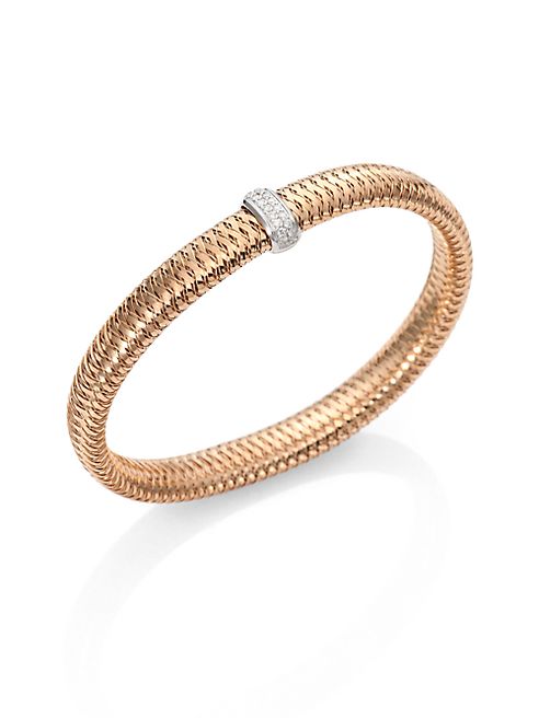 Roberto Coin - Primavera Diamond & 18K Rose Gold Woven Bracelet