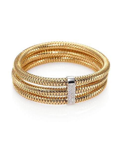 Roberto Coin - Primavera Diamond & 18K Yellow Gold Multi-Row Woven Bracelet