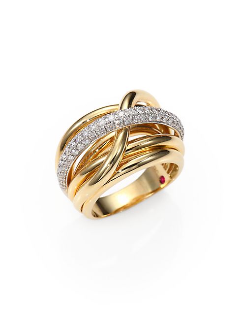 Roberto Coin - Classica Diamond & 18K Yellow Gold Crossover Ring