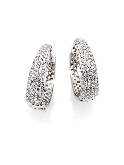 Roberto Coin - Scalare Diamond & 18K White Gold Hoop Earrings/0.75