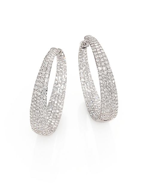 Roberto Coin - Scalare Diamond & 18K White Gold Inside-Outside Hoop Earrings/1.15