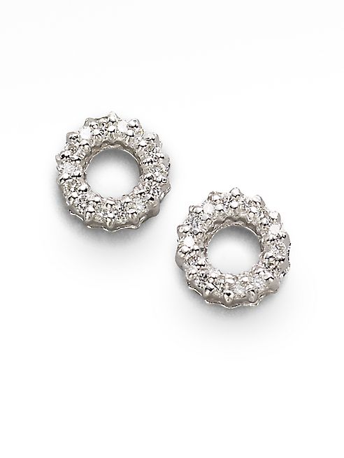 Roberto Coin - Diamond & 18K White Gold Circle Earrings