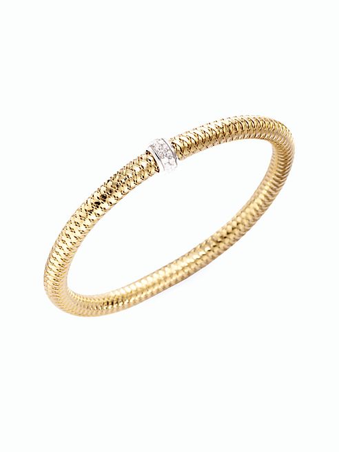 Roberto Coin - Primavera Diamond & 18K Yellow Gold Woven Bracelet