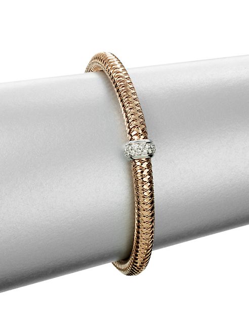 Roberto Coin - Primavera Diamond & 18K Rose Gold Woven Bracelet