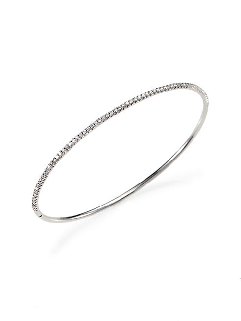 Roberto Coin - Diamond & 18K White Gold Oval Bangle Bracelet