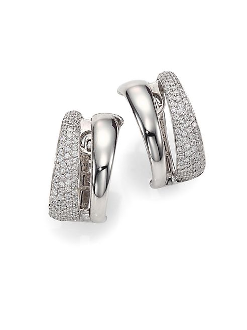 Roberto Coin - Scalare Diamond & 18K White Gold Huggie Earrings