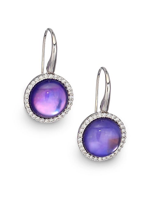 Roberto Coin - Cocktail Amethyst, Lapis, Mother-Of-Pearl, Diamond & 18K White Gold Drop Earrings