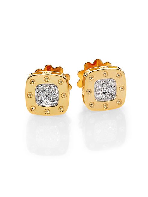 Roberto Coin - Pois Moi Diamond & 18K Yellow Gold Square Earrings