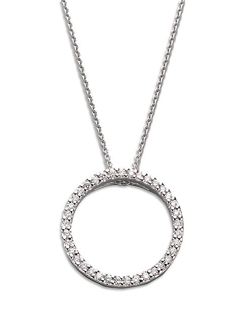 Roberto Coin - Tiny Treasures Diamond & 18K White Gold Small Circle Pendant Necklace