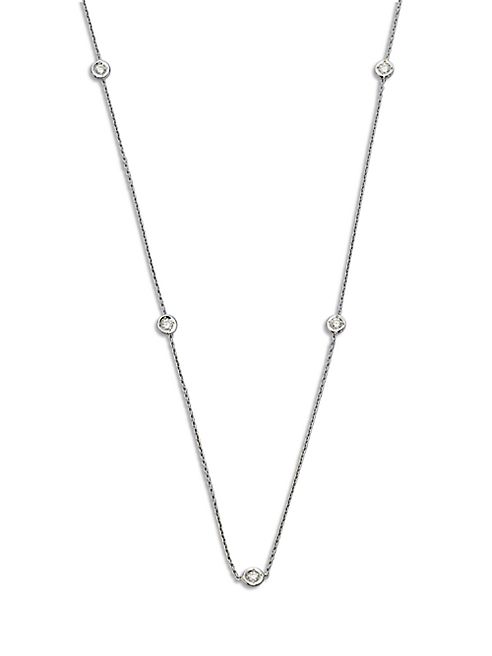 Roberto Coin - 18K White Gold Diamond Station Necklace