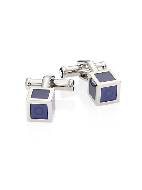 Montblanc - Stainless Steel & Blue Lacquer Cuff Links