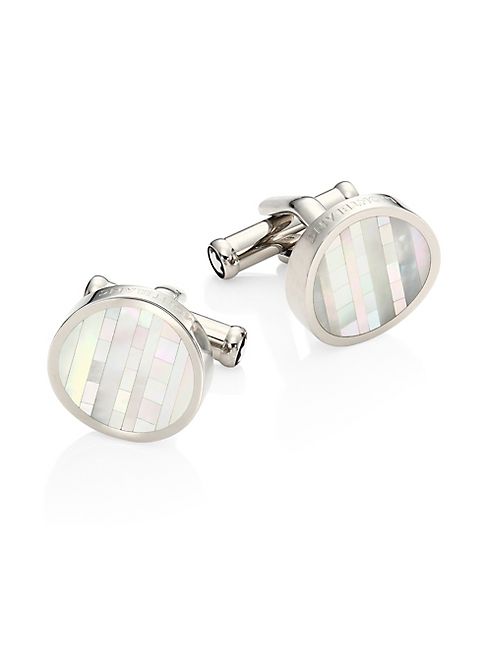 Montblanc - Mother of Pearl & Stainless Steel Round Cuff Links