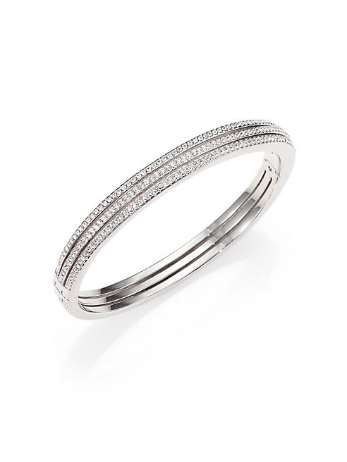 Adriana Orsini - Pavé Crystal Three-Row Bangle Bracelet/Silvertone