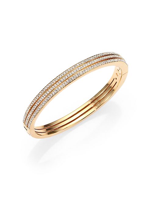 Adriana Orsini - Pavé Crystal Three-Row Bangle Bracelet/Goldtone