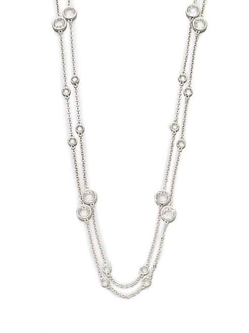 Adriana Orsini - Long Double-Row Station Necklace/Rhodium