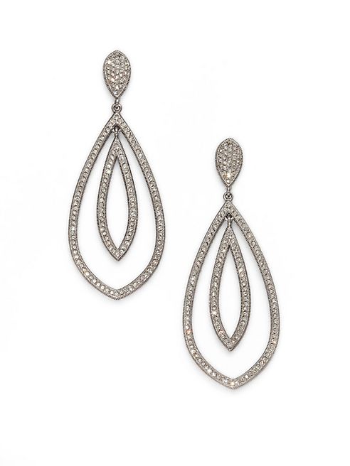 Adriana Orsini - Double Teardrop Sparkle Earrings/Silver