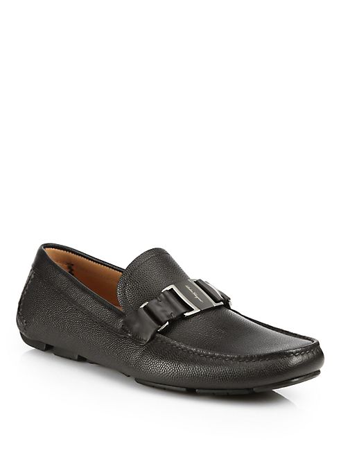 Salvatore Ferragamo - Sardegna Pebbled Leather Loafers