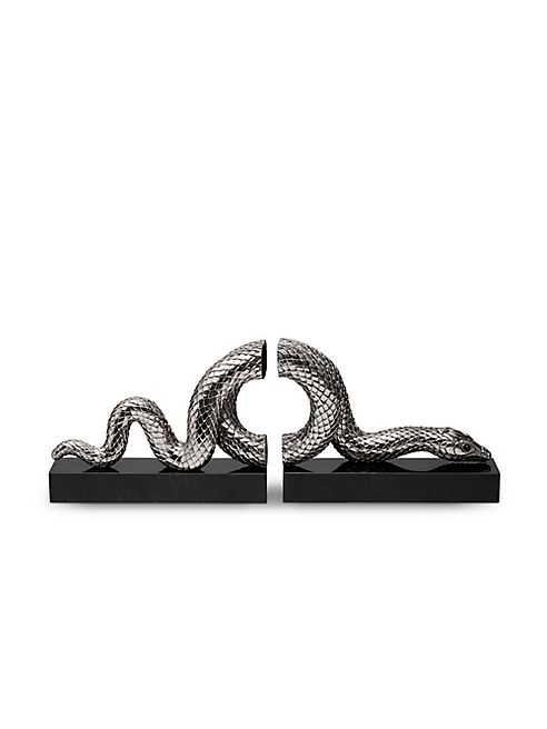 L'Objet - Snakes Platinum Bookends/Set of 2