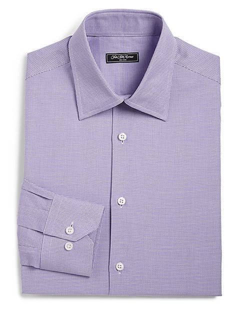 Saks Fifth Avenue Collection - Regular-Fit Cotton Houndstooth Dress Shirt