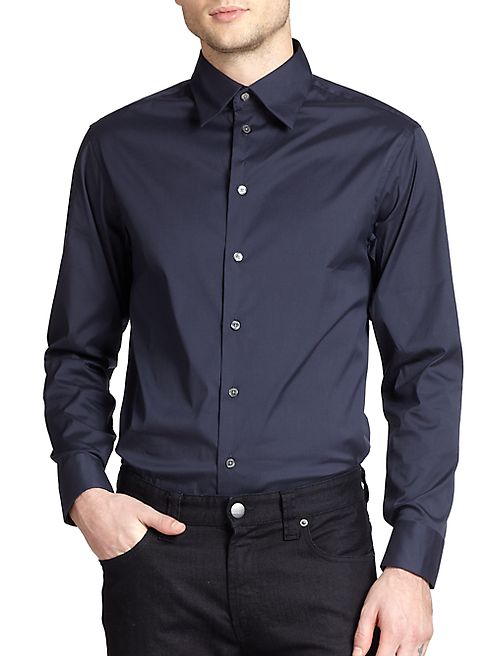 Armani Collezioni - Solid Stretch Button-Down Shirt