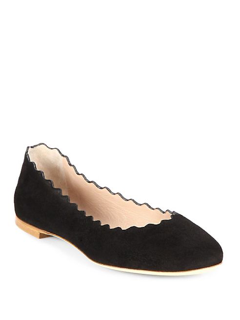 Chloé - Suede Scalloped Ballet Flats