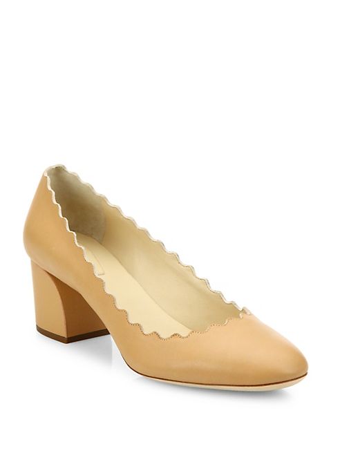 Chloé - Lauren Scalloped Leather Pumps