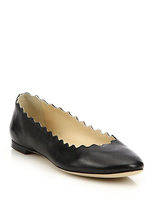 Chloé - Scalloped Leather Ballet Flats