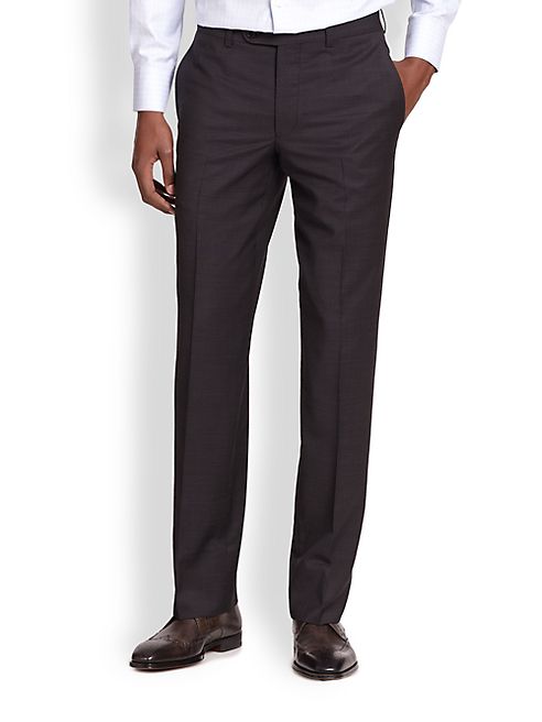 Saks Fifth Avenue Collection - Wool Micro Check Trousers