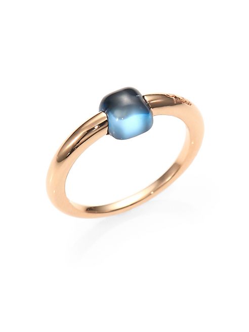 Pomellato - M'Ama Non M'Ama Blue Topaz & 18K Rose Gold Square Cabochon Ring