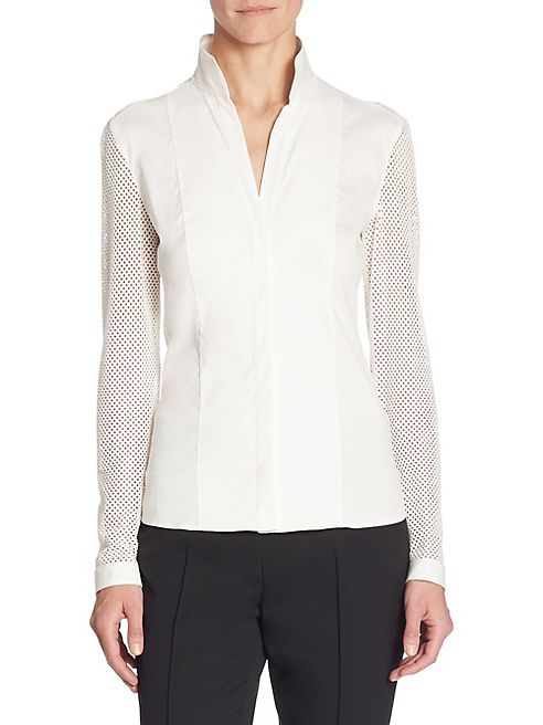 Akris punto - Elements Mesh-Sleeve Blouse