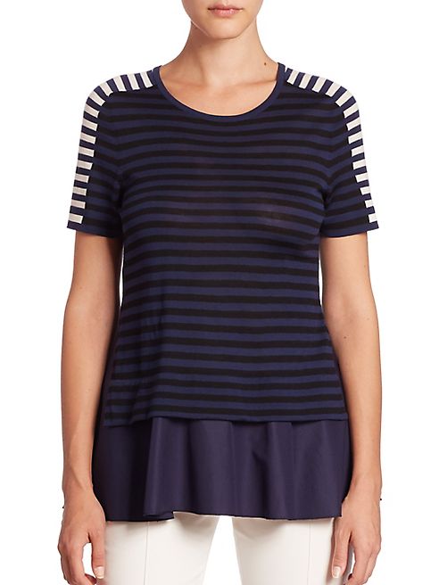 Akris punto - Striped Wool Peplum Top