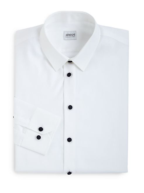 Armani Collezioni - Slim-Fit Cotton Blend Dress Shirt