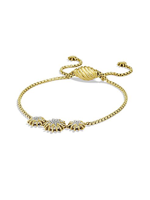 David Yurman - Starburst Three-Station Bracelet with Diamonds in Gold