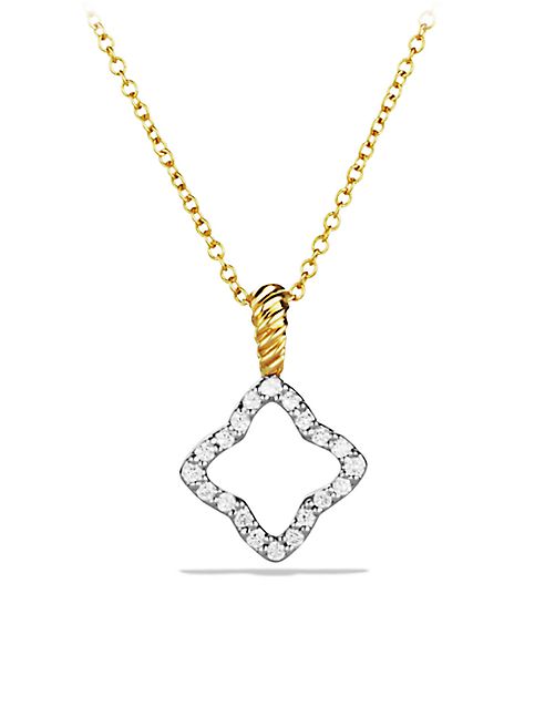 David Yurman - Cable Collectibles Quatrefoil Pendant with Diamonds in Gold on Chain