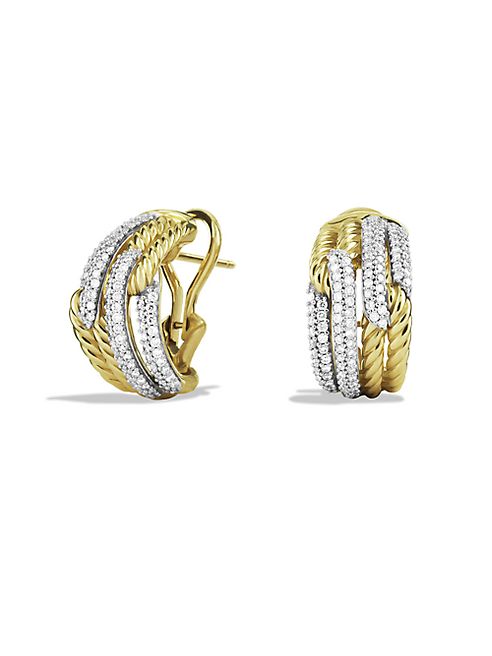 David Yurman - Labyrinth Double-Loop Earrings with Diamonds in Gold