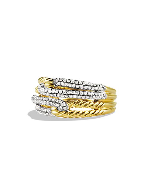 David Yurman - Labyrinth Double-Loop Ring with Diamonds in Gold