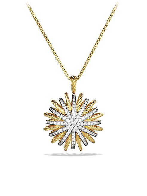 David Yurman - Starburst Large Pendant with Diamonds in Gold on Chain