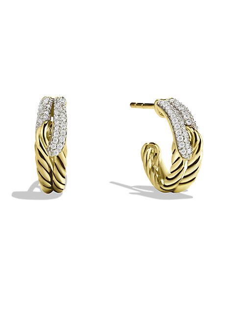 David Yurman - Labyrinth Single-Loop Earrings with Diamonds in Gold