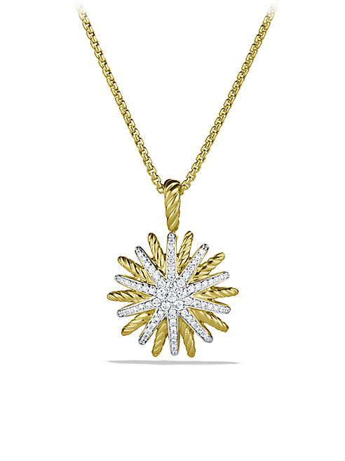 David Yurman - Staburst Small Pendant with Diamonds in Gold on Chain