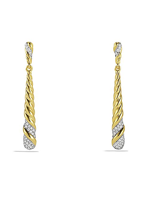 David Yurman - Willow Medium Drop Earrings with Diamonds in Gold