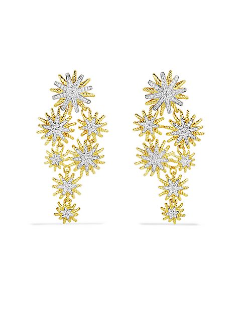 David Yurman - Staburst Cluster Earrings with Diamonds in Gold