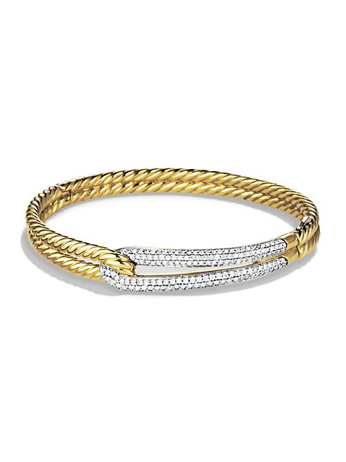 David Yurman - Labyrinth Single Loop Bracelet with Diamonds and Gold