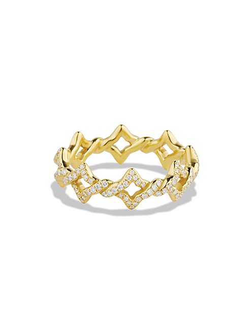 David Yurman - Venetian Quatrefoil Stacking Ring in Gold with Diamonds