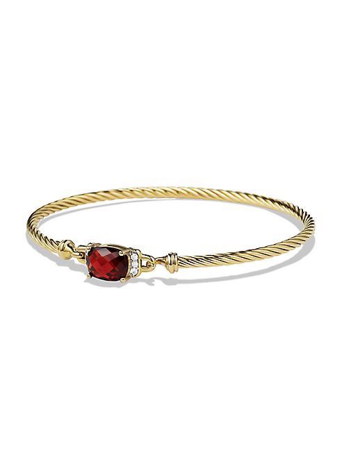 David Yurman - Petite Wheaton Bracelet with Garnet and Diamonds in Gold