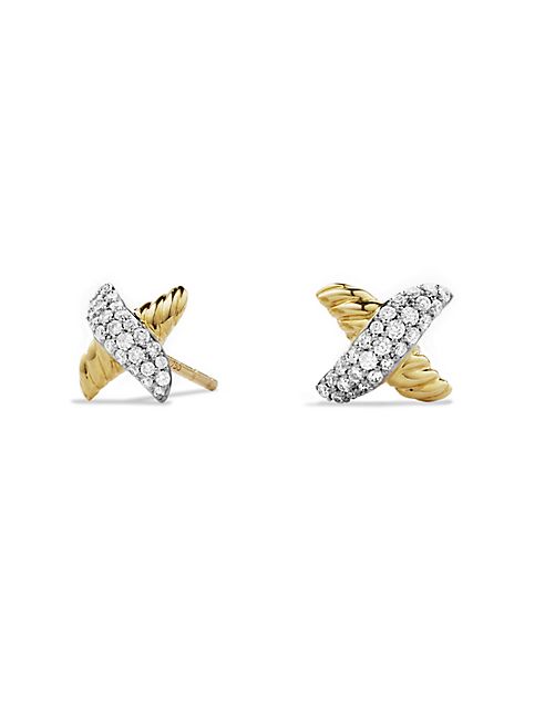 David Yurman - X Earrings with Diamonds in Gold