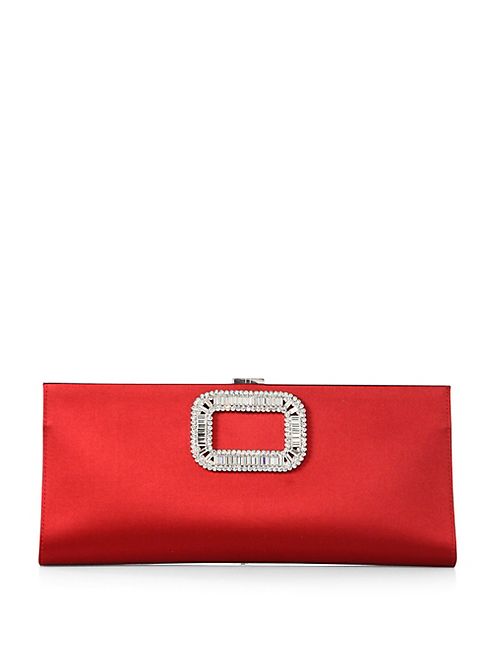 Roger Vivier - Pilgrim Crystal-Buckle Satin Pochette