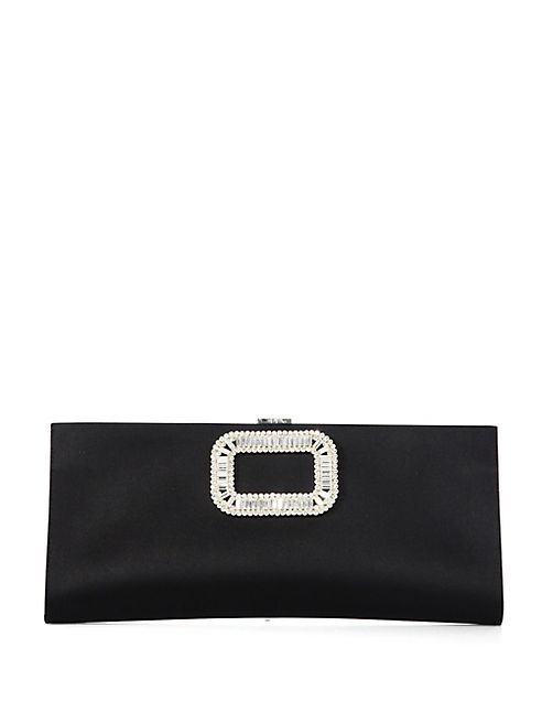 Roger Vivier - Pilgrim Crystal-Buckle Satin Pochette