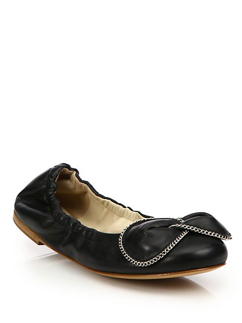 See by Chloé - Clara Chain-Detail Leather Ballet Flats