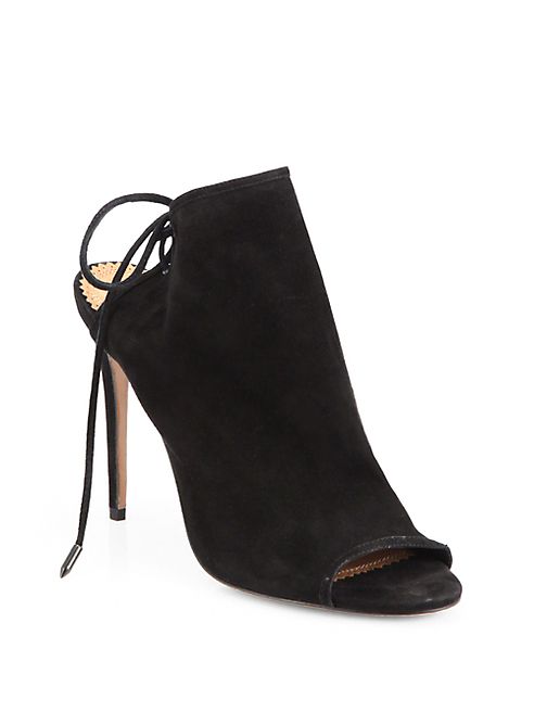 Aquazzura - Mayfair Suede Open-Toe Booties