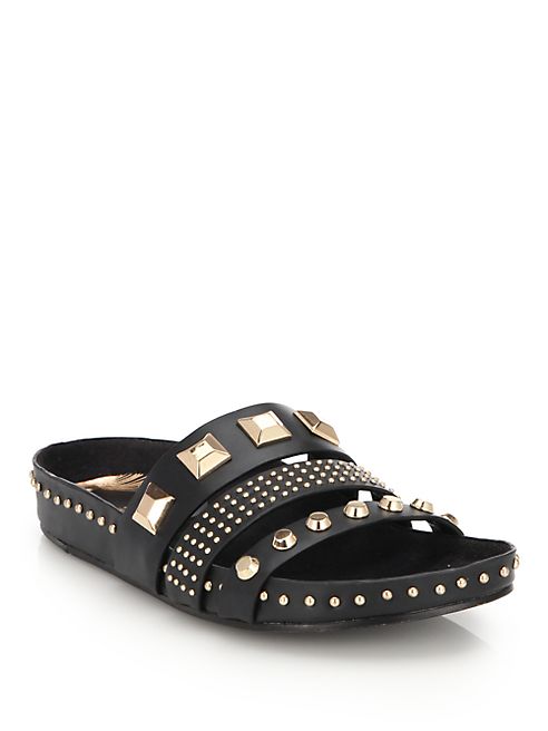 Ivy Kirzhner - Tank Studded Leather Slides